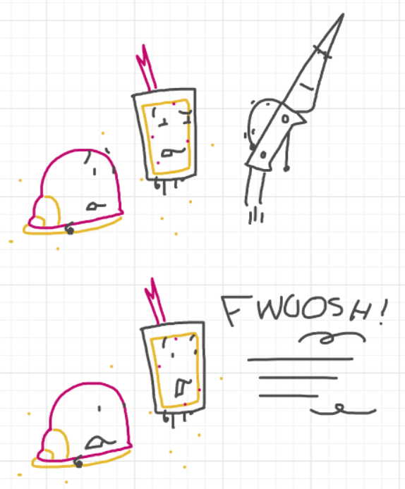 A panel from Ready Oar Knot, episode three of the Board Boards object show by Furretwalk/WalkingFurret.